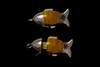 MJ USB Flash Drive - Luxury Fish White Gold VIP Stone Edition - Genuine Stone, Sild White Gold 750, Black Diamond Eyes