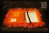 Роскошная папка из меха ламы и оранжевой кожи ручной выделки с закладкой в виде кожаной косички