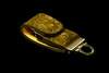 Leather Keyring USB Flash Drive Exotic Gold - Crocodile Green Color Reptile